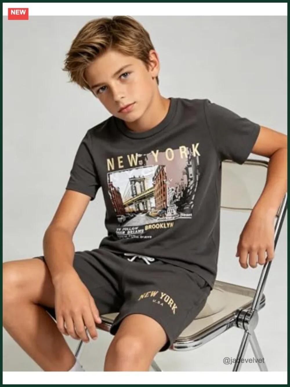 Boys 2 Piece Short Sleeve Graphic T Shirt and Shorts Set Summer Outfit